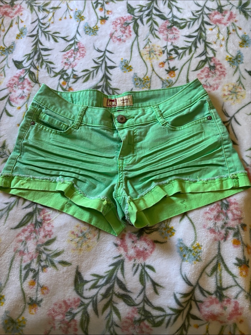 lei Neon Green Women's Denim Shorts